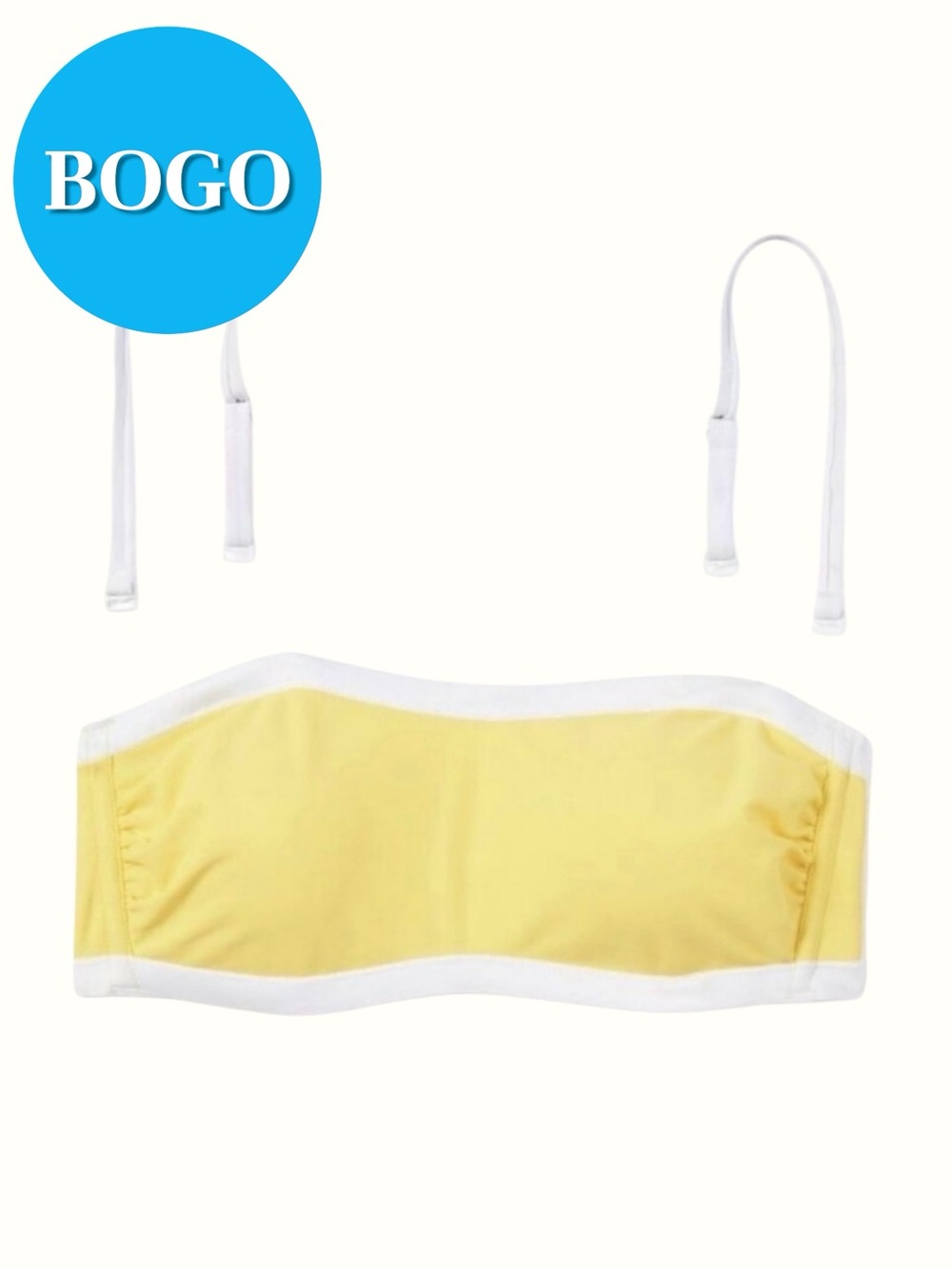 🌴 Shade & Shore Bandeau Bikini Top. Yellow / White.  Size L. NWOT.